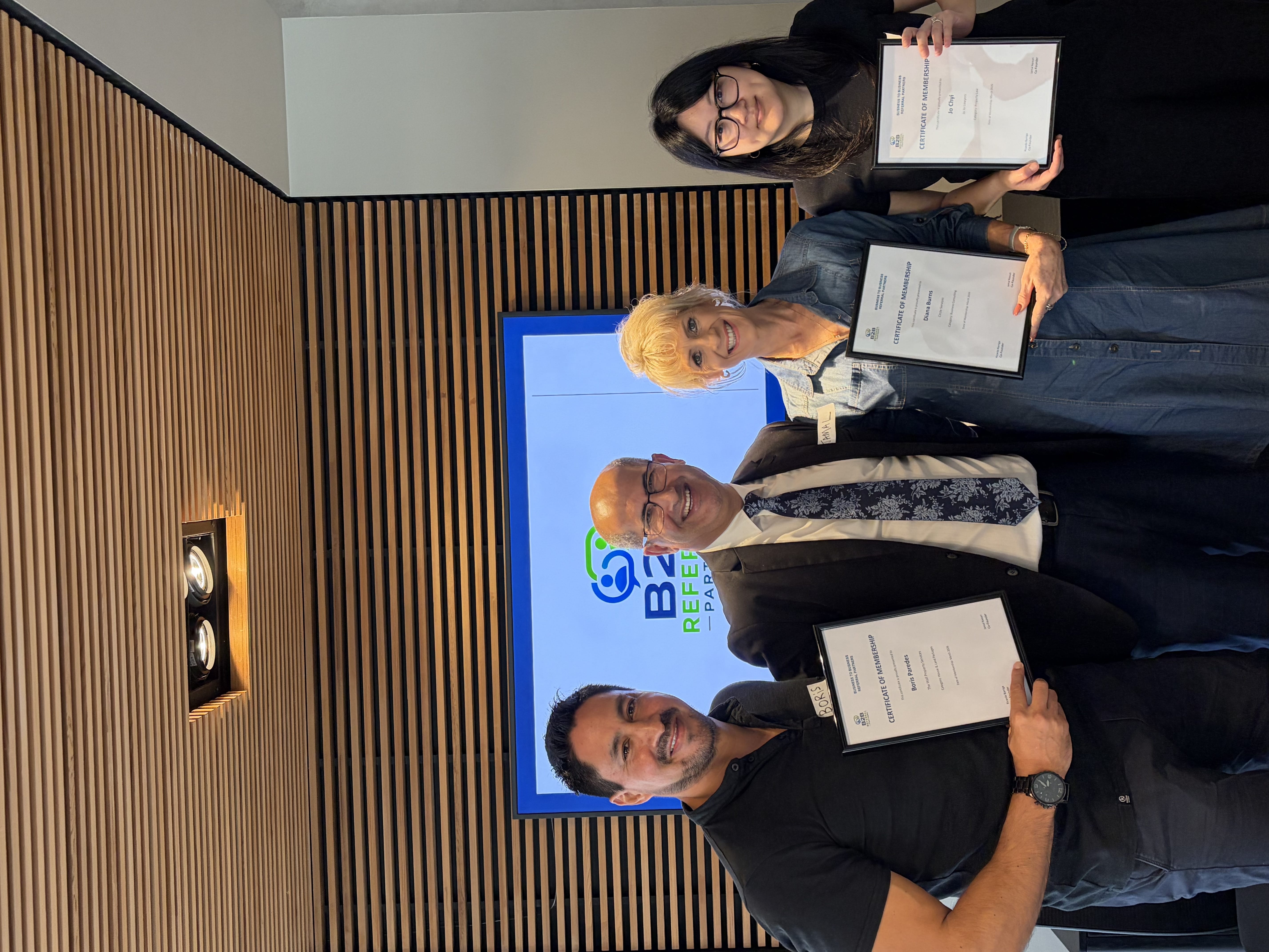 B2B Referral Partners members with certificates